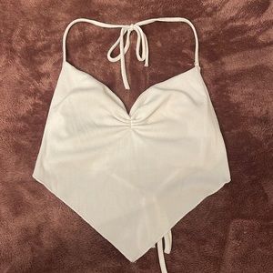 Amable White Open Back crop top